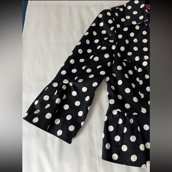 Anthracite Black & White Polka Dot Blazer - Snap Button Closure w/ a Flower - Picture 3 of 12